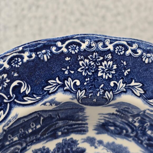 Vintage Grindley Staffordshire Plate Dessert Blue Talbot English Country Inns - Picture 12 of 12